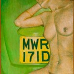 16. Nude and number plate (c.1980 Oil on canvas 117 x 77cm).jpg