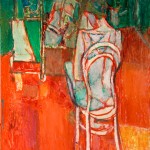 22. Seated nude on bentwood chair (Anna) (1988 Oil on board 55 x 45cm)