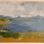 8. Tory Island scene no.4 to Muckish (1961 Oil on grey paper 15 x 20cm)